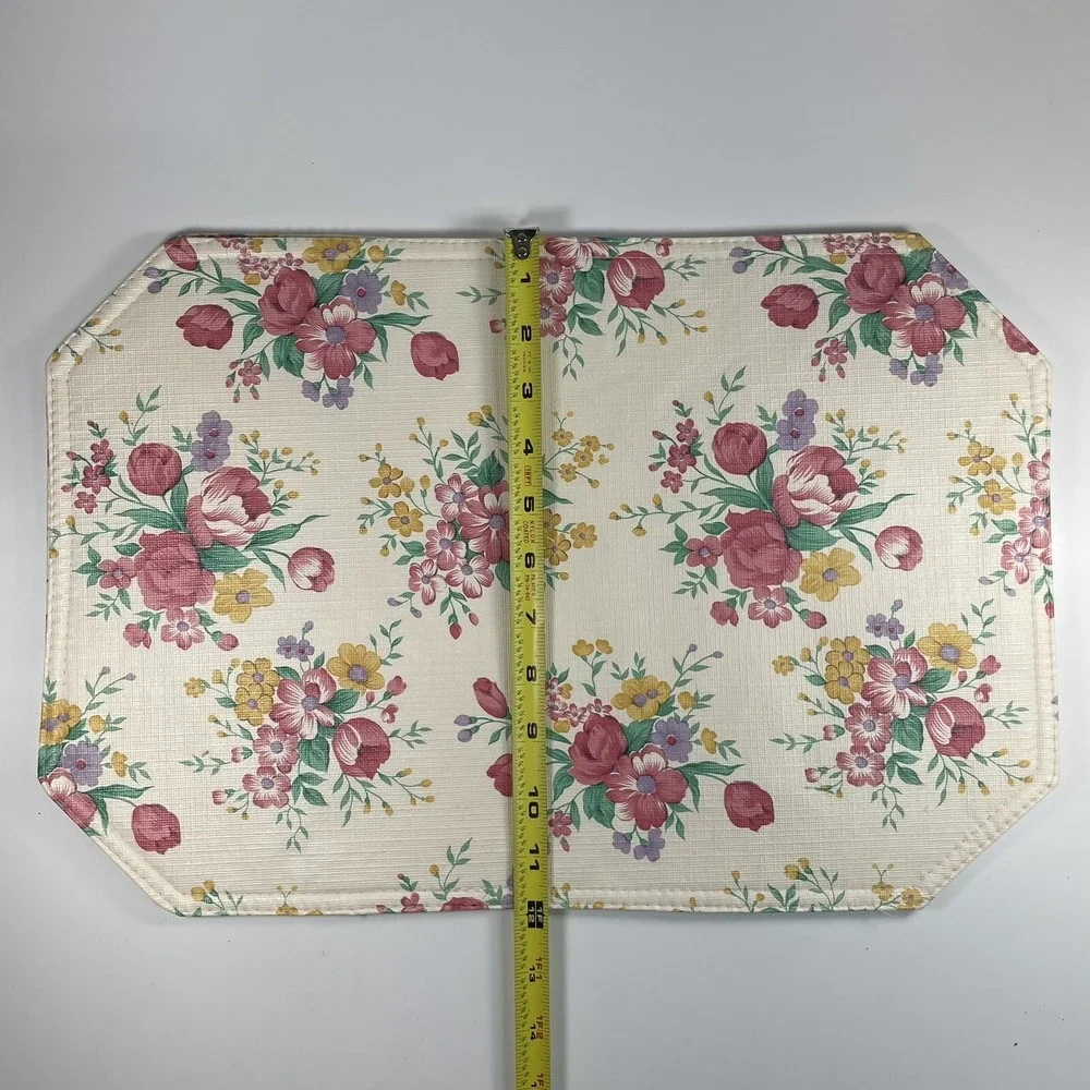 Vintage Floral Design Vinly Placemats Reversible Set Of 4 Tulips